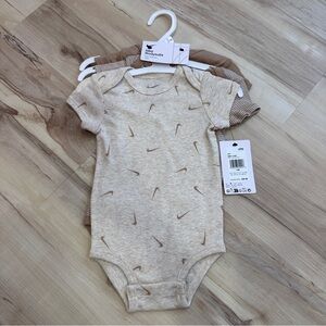 Nike Beige & Tan Swoosh Baby One-Piece Bodysuit - 3-Pack 12 months